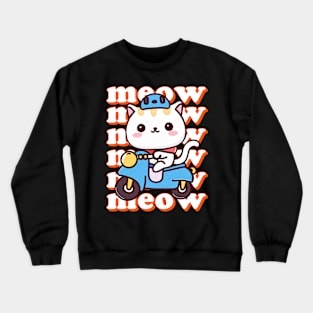 Cute Kawaii Cat Vintage Design Crewneck Sweatshirt